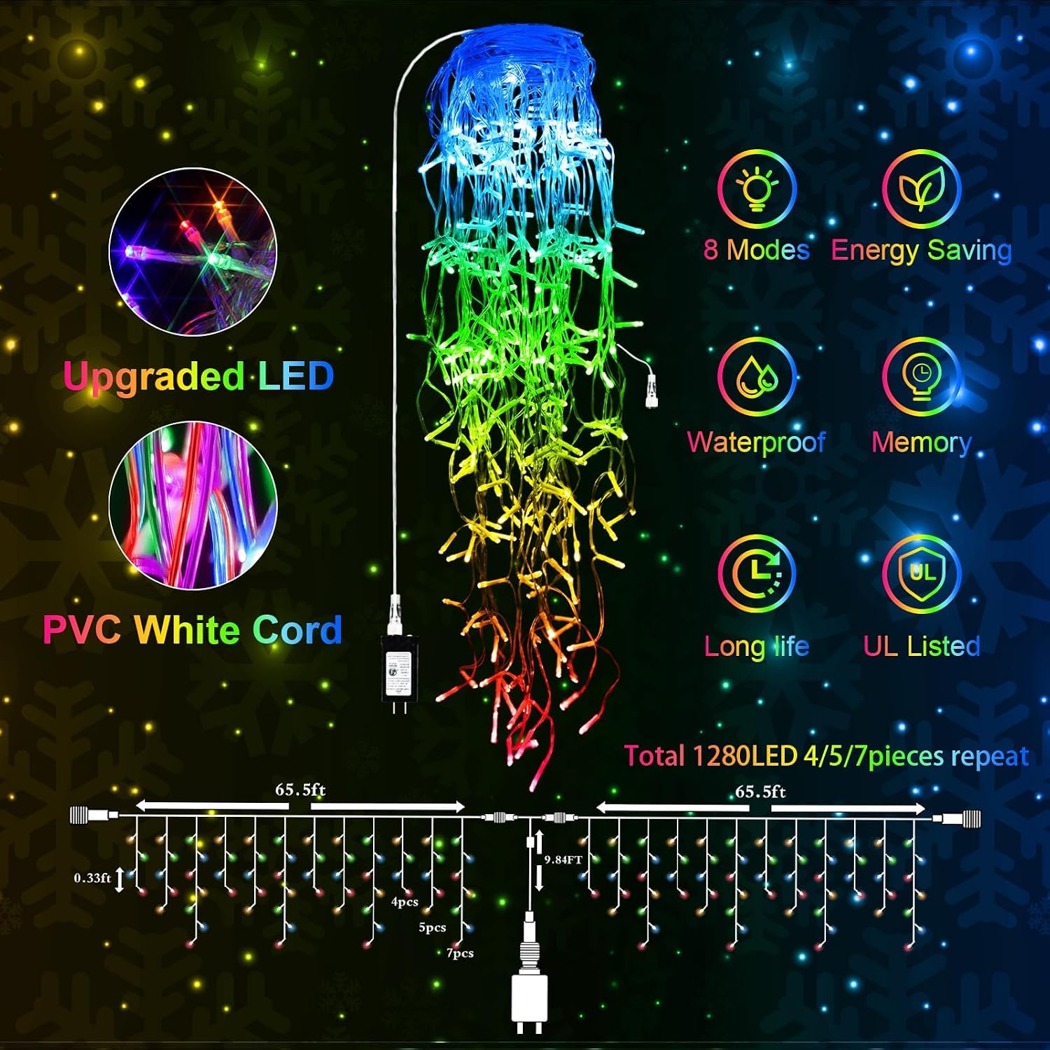 1280 luzes de Natal em formato - Lighting Christmas Decor avaliação e preço